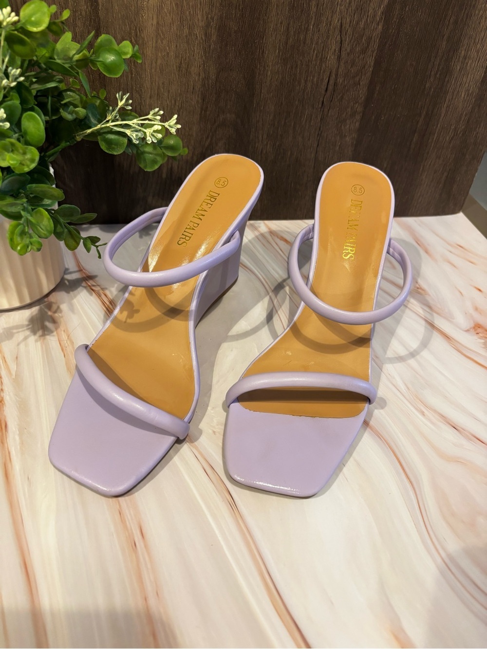 Dream Pairs Lavender Double-Strap Square Toe Block Heel Sandals